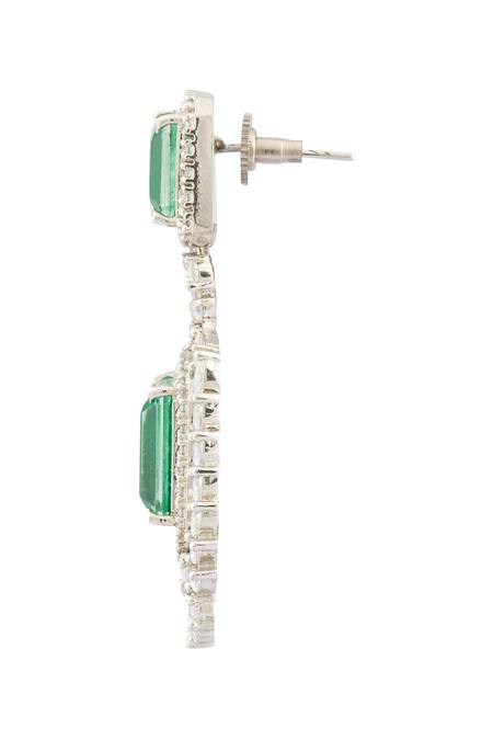 Shop_Saga Jewels_Green Stones Emerald Doublet Earrings _Online_at_Aza_Fashions