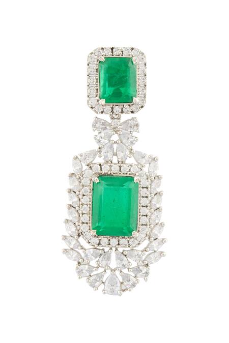 Saga Jewels_Green Stones Emerald Doublet Earrings _at_Aza_Fashions