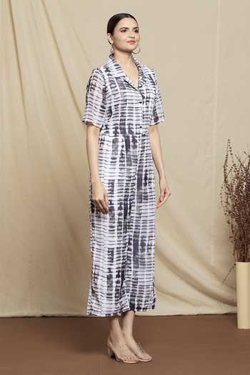 Buy_Khwaab By Sanjana Lakhani_Black Printed Stripes Jumpsuit _Online_at_Aza_Fashions