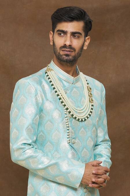 Arihant Rai Sinha_Green Leaf Embellished Layered Mala _Online_at_Aza_Fashions