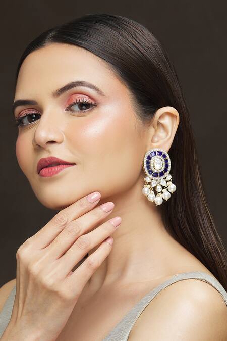Shop_Ivorine_Gold Plated Diamonds, Stones Embellished Drops _Online_at_Aza_Fashions