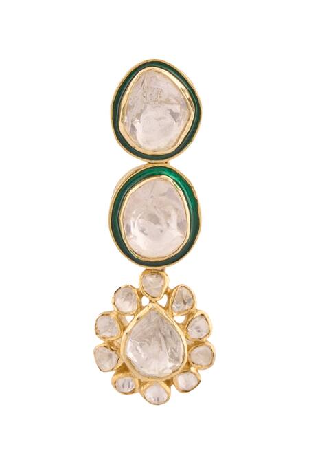 Ivorine Gold Plated Crystals, Diamonds Geometric Shaped Earrings at Aza Fashions Ivorine_Gold Plated Crystals, Diamonds Geometric Shaped Earrings _at_Aza_Fashions