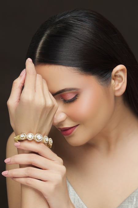 Ivorine_Gold Plated Embellished Stone Bracelet _Online_at_Aza_Fashions