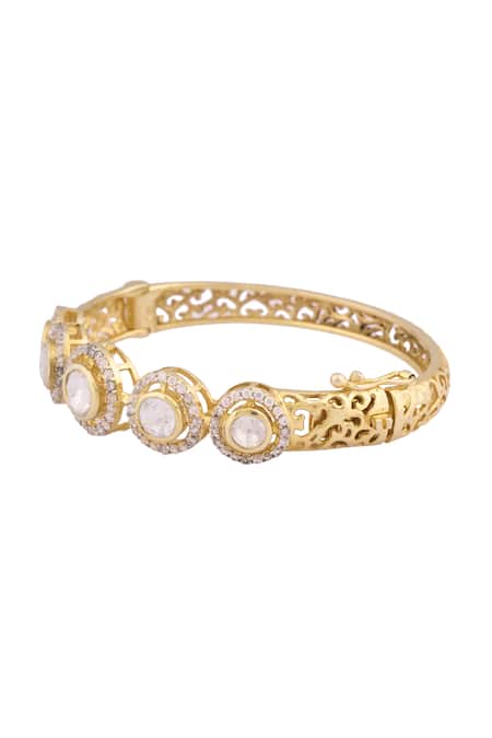 Buy_Ivorine_Gold Plated Embellished Stone Bracelet _Online_at_Aza_Fashions