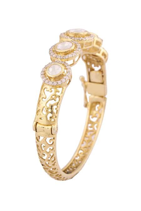 Shop_Ivorine_Gold Plated Embellished Stone Bracelet _Online_at_Aza_Fashions