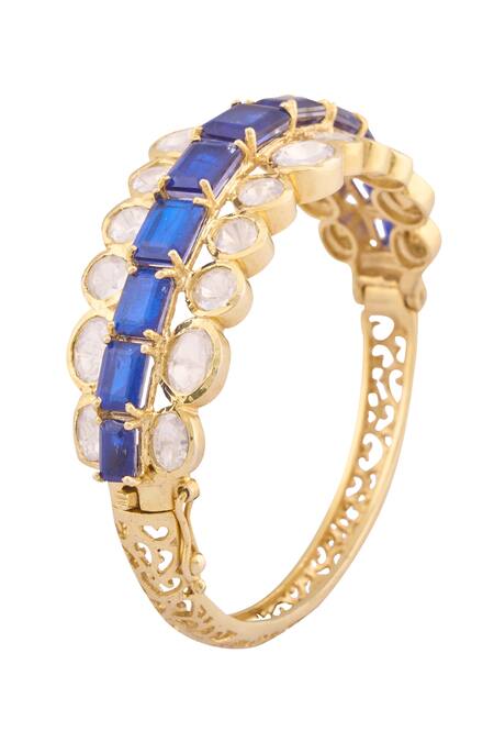 Ivorine_Blue Embellished Geometric Shaped Bracelet _at_Aza_Fashions