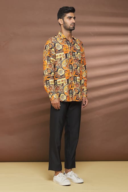 Buy_Linen Bloom_Multi Color 100% Linen Durban Print Shirt _Online_at_Aza_Fashions