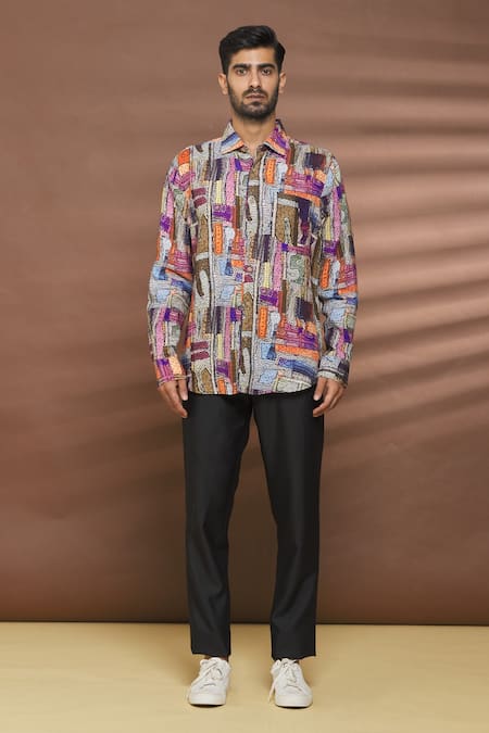 Linen Bloom_Multi Color 100% Linen Tokyo Print Shirt _Online_at_Aza_Fashions