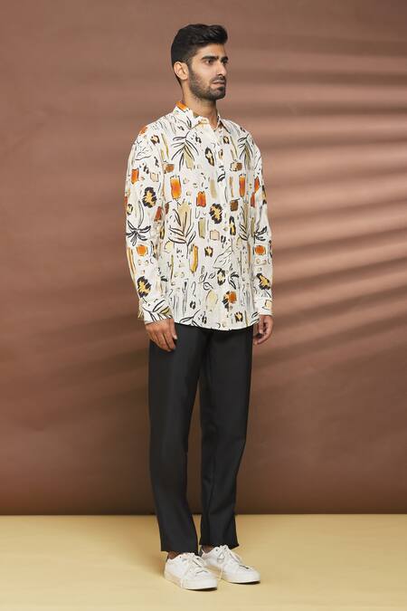 Buy_Linen Bloom_Multi Color 100% Linen Savanah Print Shirt _Online_at_Aza_Fashions