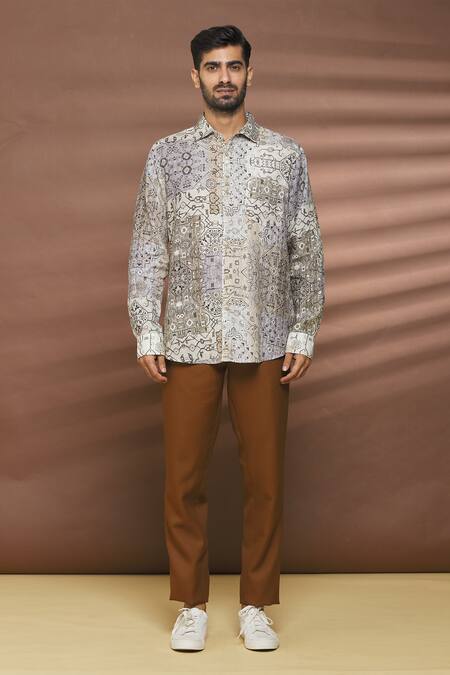 Linen Bloom_Multi Color 100% Linen Lima Print Shirt _Online_at_Aza_Fashions