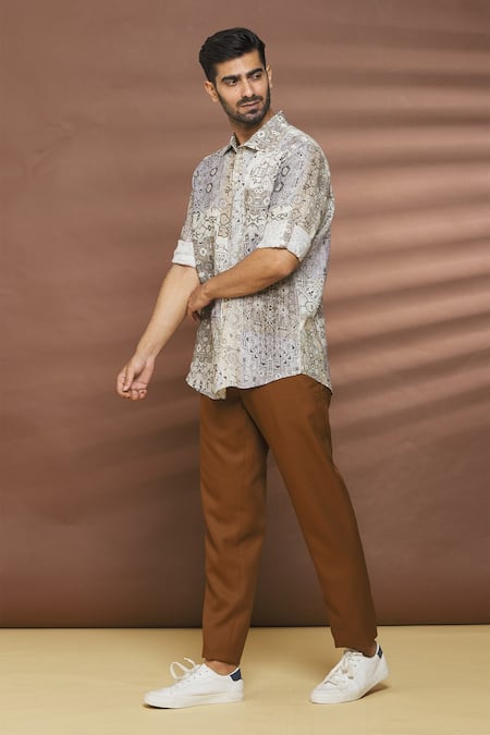 Shop_Linen Bloom_Multi Color 100% Linen Lima Print Shirt _Online_at_Aza_Fashions