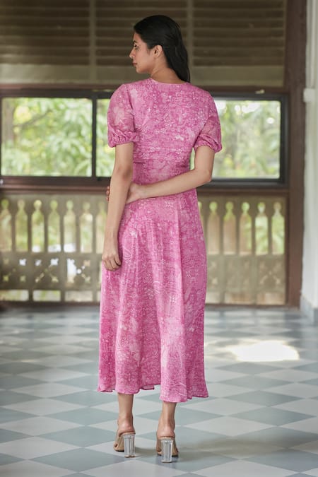 Ankita Dharman Ash Rose Geometric Print Dress 