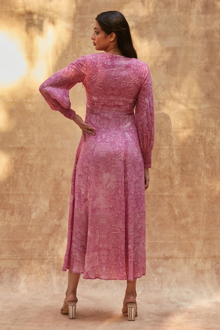 Ankita Dharman Ash Rose Geometric Print Dress 