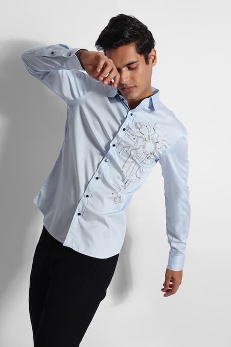 Paarsh Techno Pattern Threadwork Shirt 