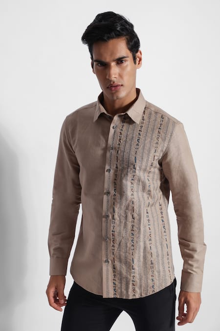 Paarsh Hierographic Embroidered Panel Shirt 