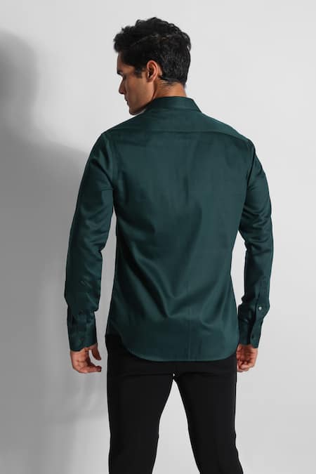 Shop_Paarsh_Green Gingham Embroidery Eye Of Horus Shirt _at_Aza_Fashions