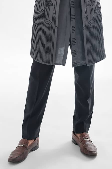 PAARSH Blue Modal, Cotton, Satin Naval Floral Cutdana Embellished Achkan Pant Set Online at Aza Fashions PAARSH_Blue Modal, Cotton, Satin Naval Floral Cutdana Embellished Achkan Pant Set _Online_at_Aza_Fashions