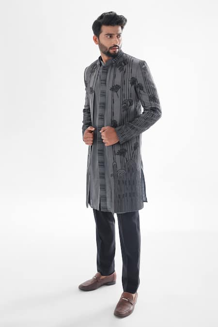 Buy PAARSH Blue Modal, Cotton, Satin Naval Floral Cutdana Embellished Achkan Pant Set Online at Aza Fashions Buy_PAARSH_Blue Modal, Cotton, Satin Naval Floral Cutdana Embellished Achkan Pant Set _Online_at_Aza_Fashions