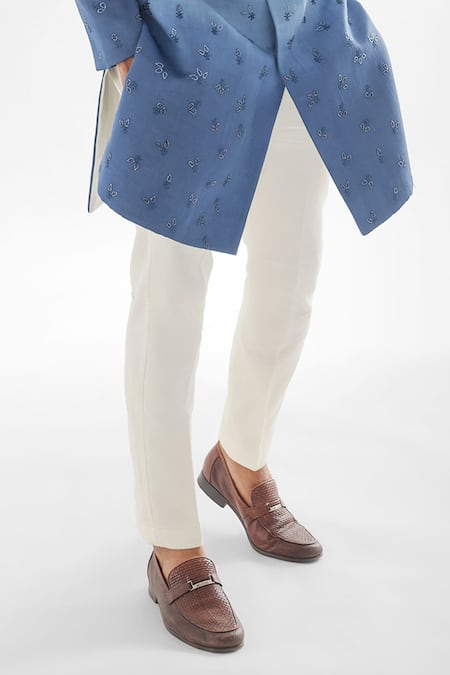 PAARSH Blue Linen, Cotton Cut Work Sunset Ombre Achkan With Pant Online at Aza Fashions PAARSH_Blue Linen, Cotton Cut Work Sunset Ombre Achkan With Pant _Online_at_Aza_Fashions