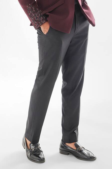 Buy_PAARSH_Wine Terrycloth Embroidery Geometric Cutdana Embellished Tuxedo With Pant _Online_at_Aza_Fashions