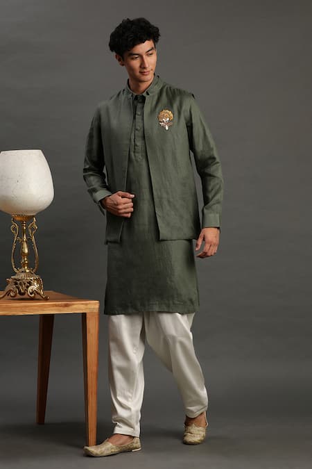 Byb Premium Linen Waistcoat With Kurta Set 