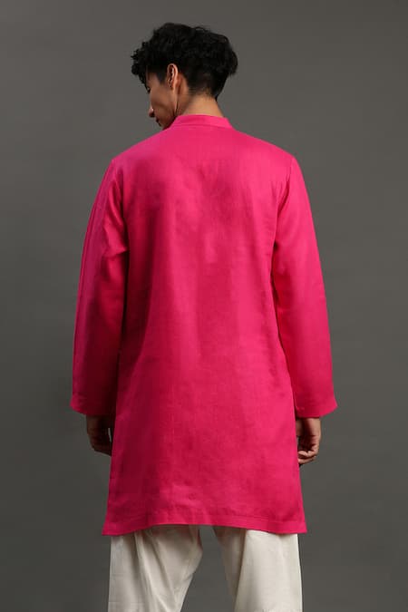 Byb Premium Hand Embroidered Fuchsia Kurta & Pyjama Set 