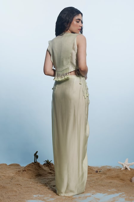 Eclat By Prerika Jalan Cutdana Embellished Green Skirt Set 