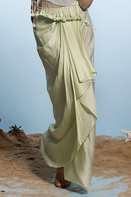 Eclat By Prerika Jalan Green Silk , Muslin, Cut Work, Cutdana Embellished Skirt Set Online at Aza Fashions Eclat By Prerika Jalan_Green Silk , Muslin, Cut Work, Cutdana Embellished Skirt Set _Online_at_Aza_Fashions