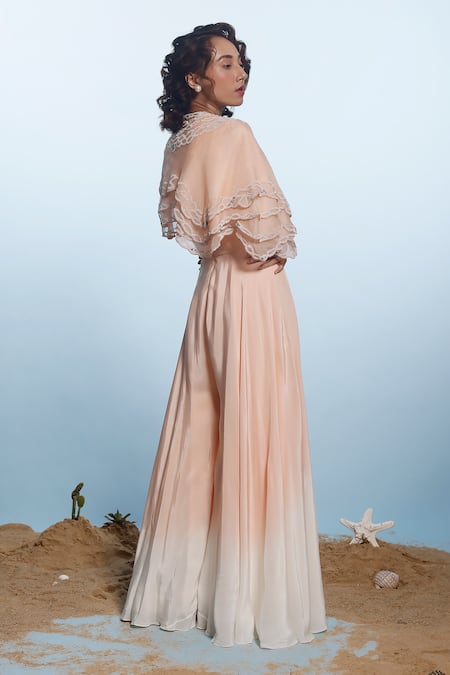 Eclat By Prerika Jalan Embroidered Cape & Ombre Jumpsuit 