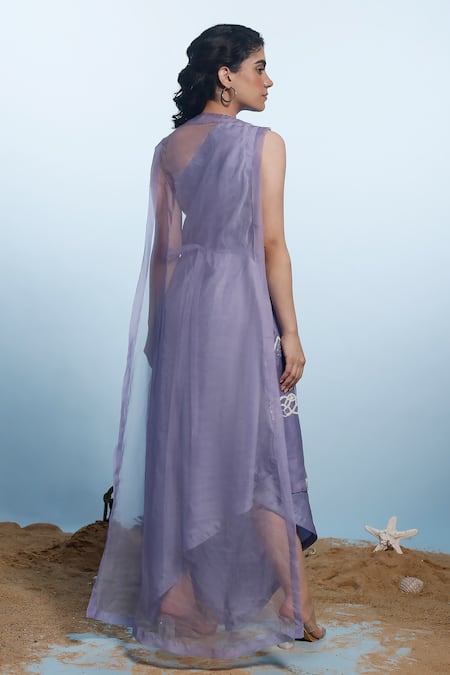 Eclat By Prerika Jalan Cutdana Embellished Wave Pattern Cape With Dress 