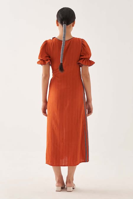 Cross A Line Burnished Striped Midi Dress 