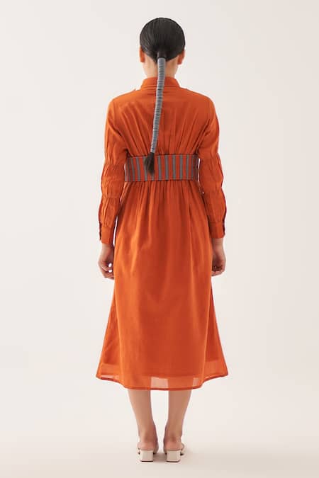 Cross A Line Cara Cara Chanderi Silk Corset Shirt Dress 