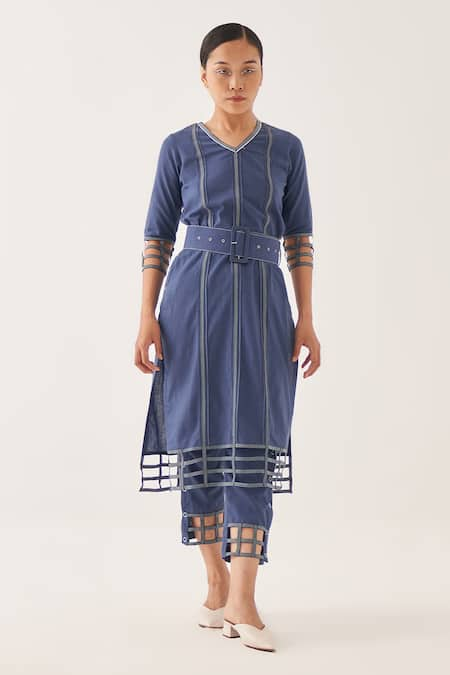 CROSS A LINE Maze Cotton Linen Kurta 