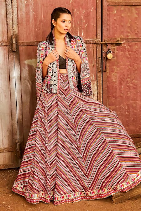 SVA by Sonam & Paras Modi Noor Embroidered Jacket Lehenga Set 