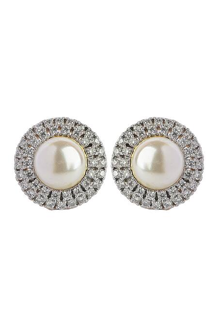 Buy Gold Pearl Stud Earrings by HOUSE OF TUHINA at Ogaan Market Online  Shopping Site