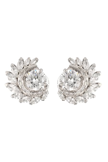 Julie , Platinum finish Diamond Replica earrings with back screws for –  www.soosi.co.in