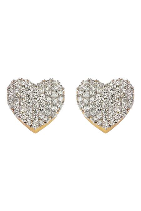 Heart Shaped Pave Diamond Earrings in Yellow Gold | New York Jewelers  Chicago