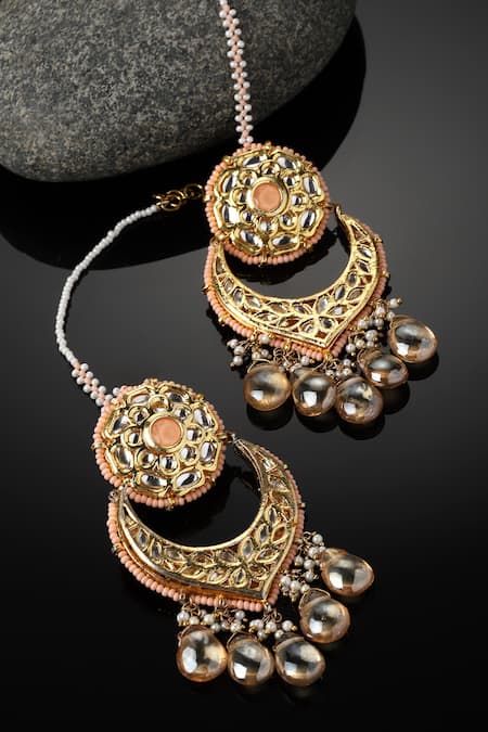 Dugran By Dugristyle Mughal Kundan Embellished Chandbalis 