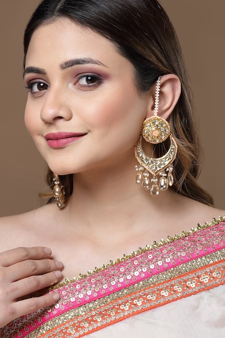 Dugran By Dugristyle Mughal Kundan Embellished Chandbalis 