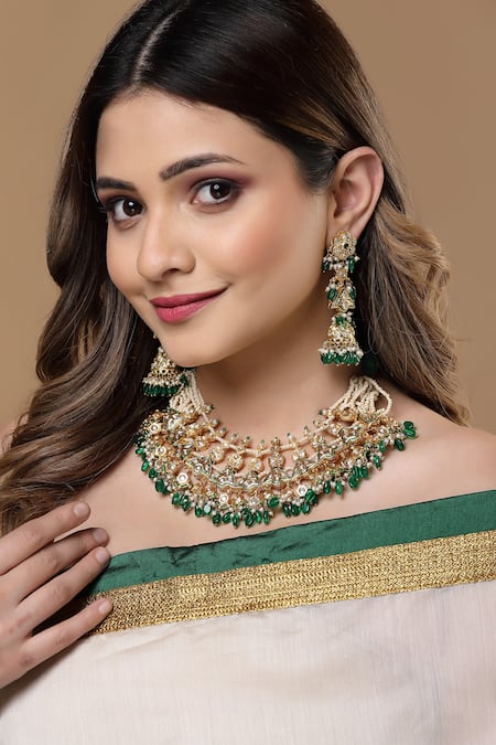 Dugran By Dugristyle Kundan & Pearl Embellished Jhumkas 