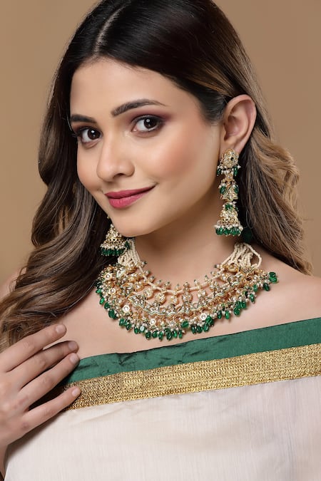 Dugran By Dugristyle Kundan & Natural Stones Embellished Necklace 