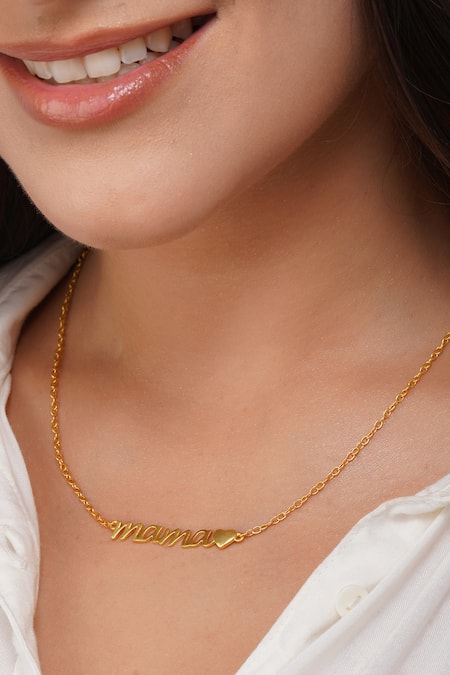 ZARIIN Gold Plated Mama Embellished Pendant Necklace Online at Aza Fashions ZARIIN_Gold Plated Mama Embellished Pendant Necklace _Online_at_Aza_Fashions