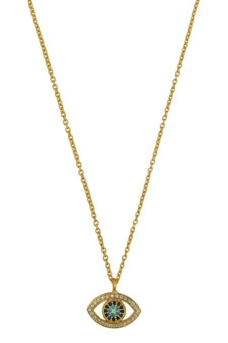 Buy_ZARIIN_Gold Plated Evil Eye Shaped Pendant Necklace_Online_at_Aza_Fashions