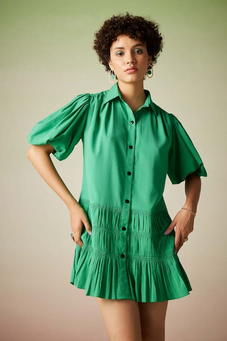 Verb by Pallavi Singhee Puff Sleeve Shirt Dress 