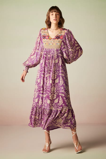 Verb by Pallavi Singhee Floret Print Puff Sleeve Dress 