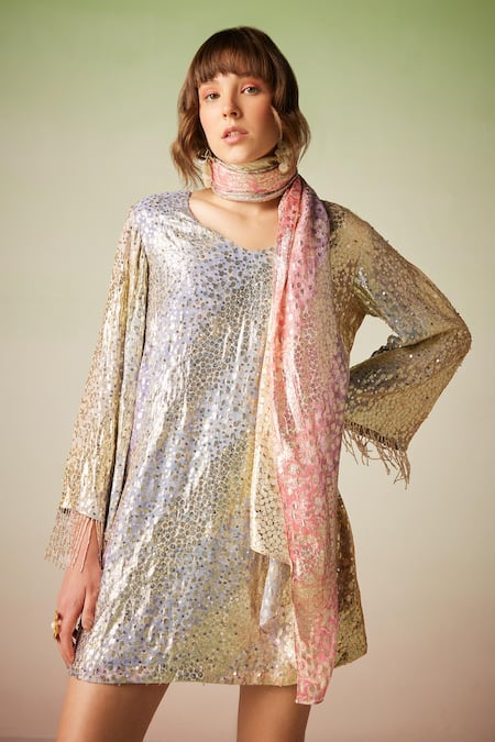 Verb by Pallavi Singhee Ombre Effect Sequin Embellished Dress 