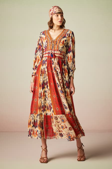 Verb by Pallavi Singhee Geometric Print Maxi Dress 