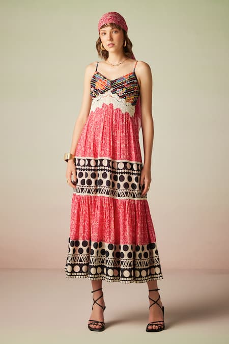 Verb by Pallavi Singhee Floral & Polka Dot Print Dress 