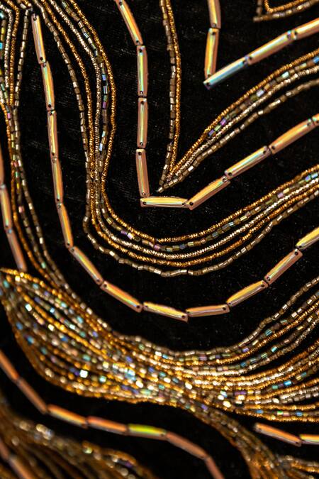 Alcove Black Viscose Embroidered Sequin Square Marble Cushion Cover Online at Aza Fashions Alcove_Black Viscose Embroidered Sequin Square Marble Cushion Cover_Online_at_Aza_Fashions