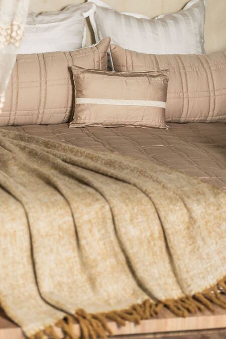 Shop_Alcove_Beige Cotton Quilted King Size Bedspread _at_Aza_Fashions